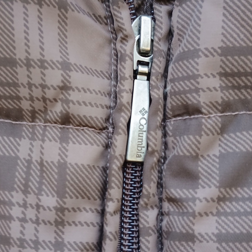 Columbia Brown Plaid Puffer Jacket 60% Down 40%feather Sz M - Picture 4 of 11